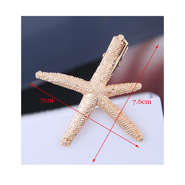 LRC Jepit Rambut Fashion Gold Metal Starfish Hairpin A59509