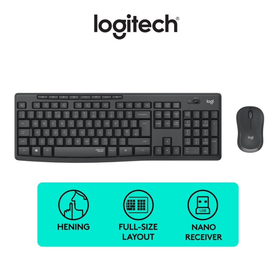 Logitech MK295 Silent Wireless Combo Keyboard + Mouse Bundle