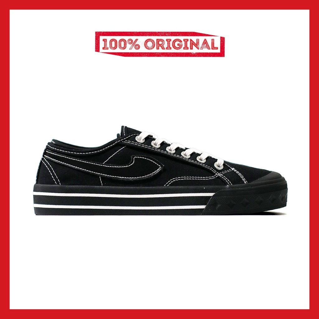 ORIGINAL - Sepatu Brand Lokal Kasual Pria Wanita No Brand Black Oreo Low Not Sneakers Compass Retrograde Black Black