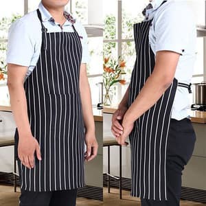 Adult Bib Apron - Black Stripe With 2 Pockets Style