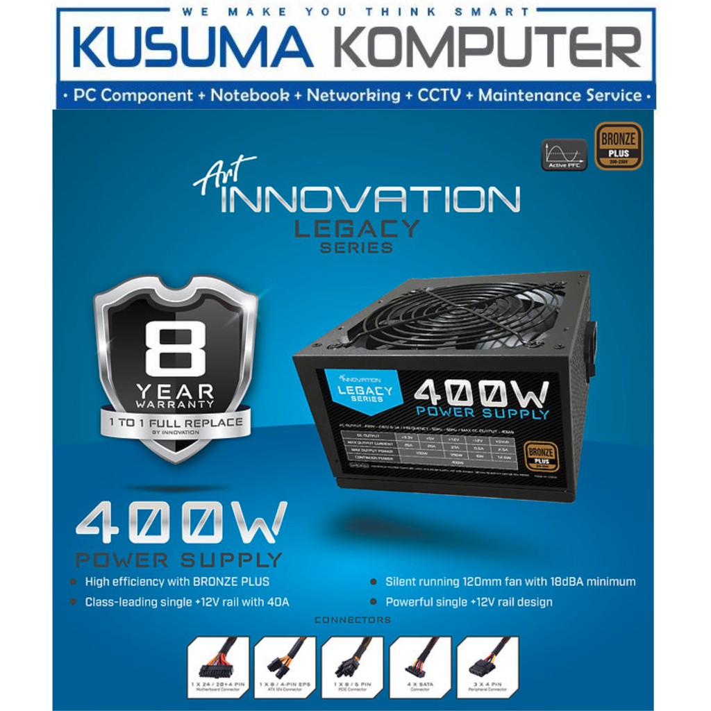 Power Supply Innovation PSU 400W Bronze Garansi 8 tahun