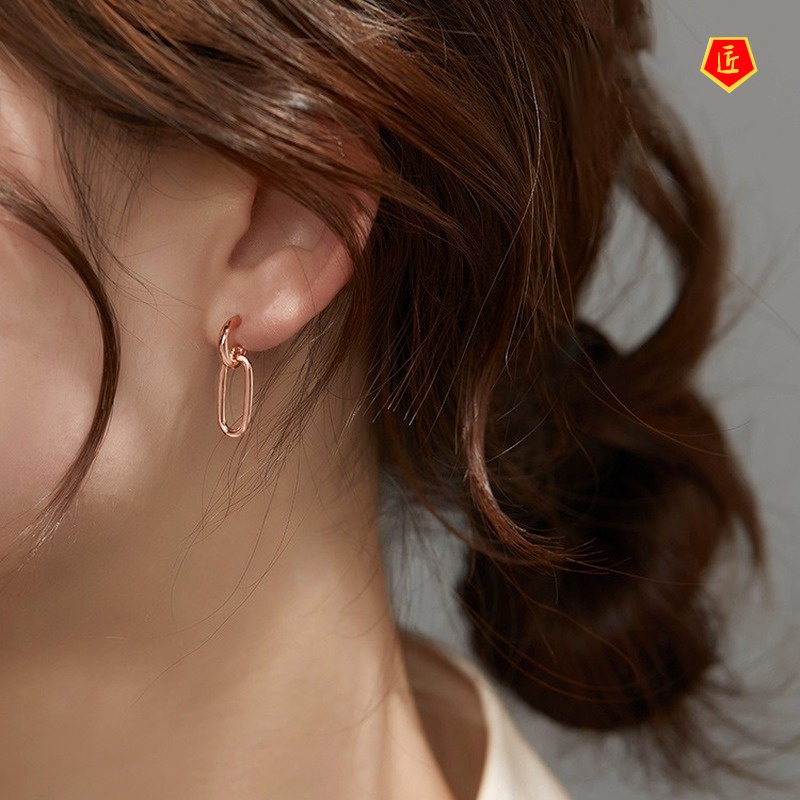 [Ready Stock]18K Gold Stud Earrings Female Silver High Sense 2021 New