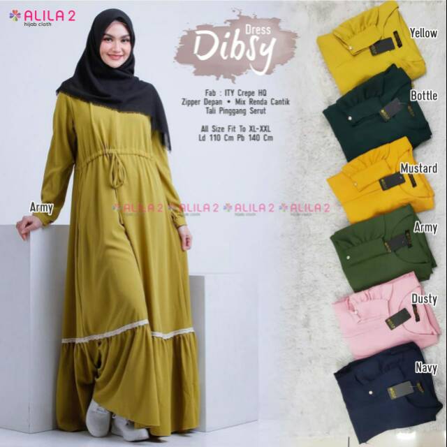 DRESS SYARI | DRESS TALI PINGGANG SERUT | DRESS MURAH | DRESS DIBSY