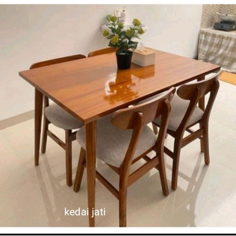 meja makan jati,meja jati kursi 4