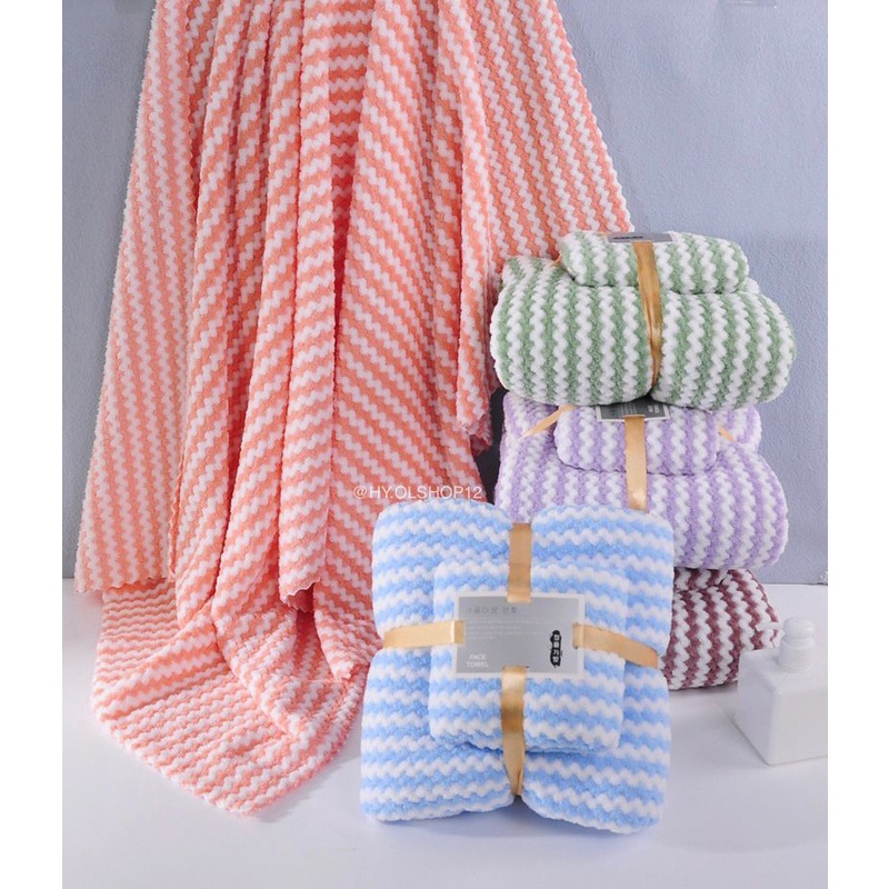 [HY.OLSHOP12] Handuk Set 2in1 New Motif Zigzag Handuk Mandi &amp; Wajah Handuk Mandi Dewasa