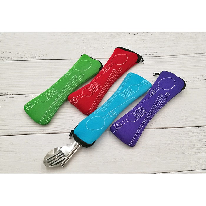 Sendok set garpu sumpit set pouch bag portable