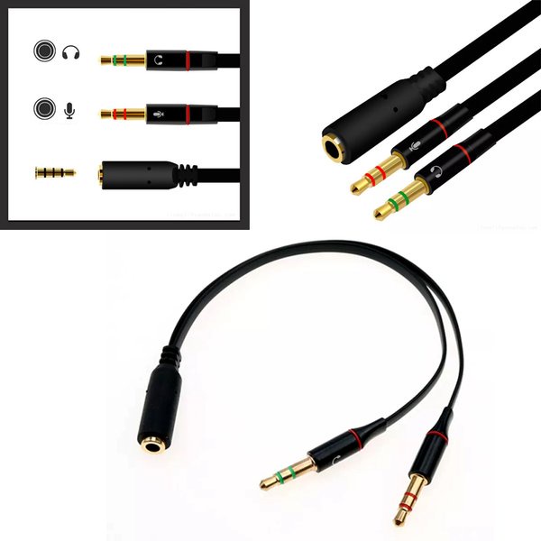 Kabel Splitter Audio Jack 3.5mm Female Ke Dual Male Ekstensi Ponsel PC