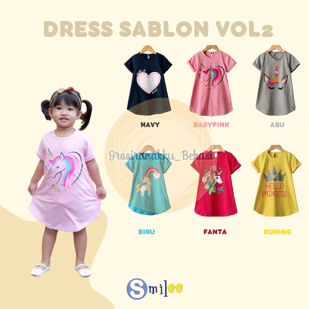 Daster Anak Smilee Sablon Vol 2 Mix Motif Size 1-5Th