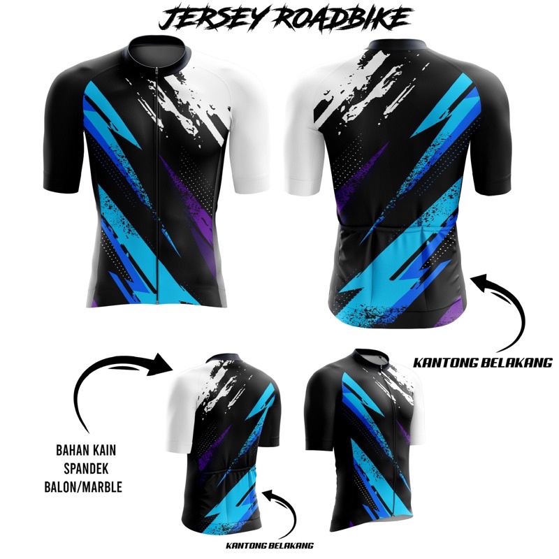 Baju Jersey Roadbike Custom ~ Bodyfit Sepeda Balap ~ Free Nama Logo