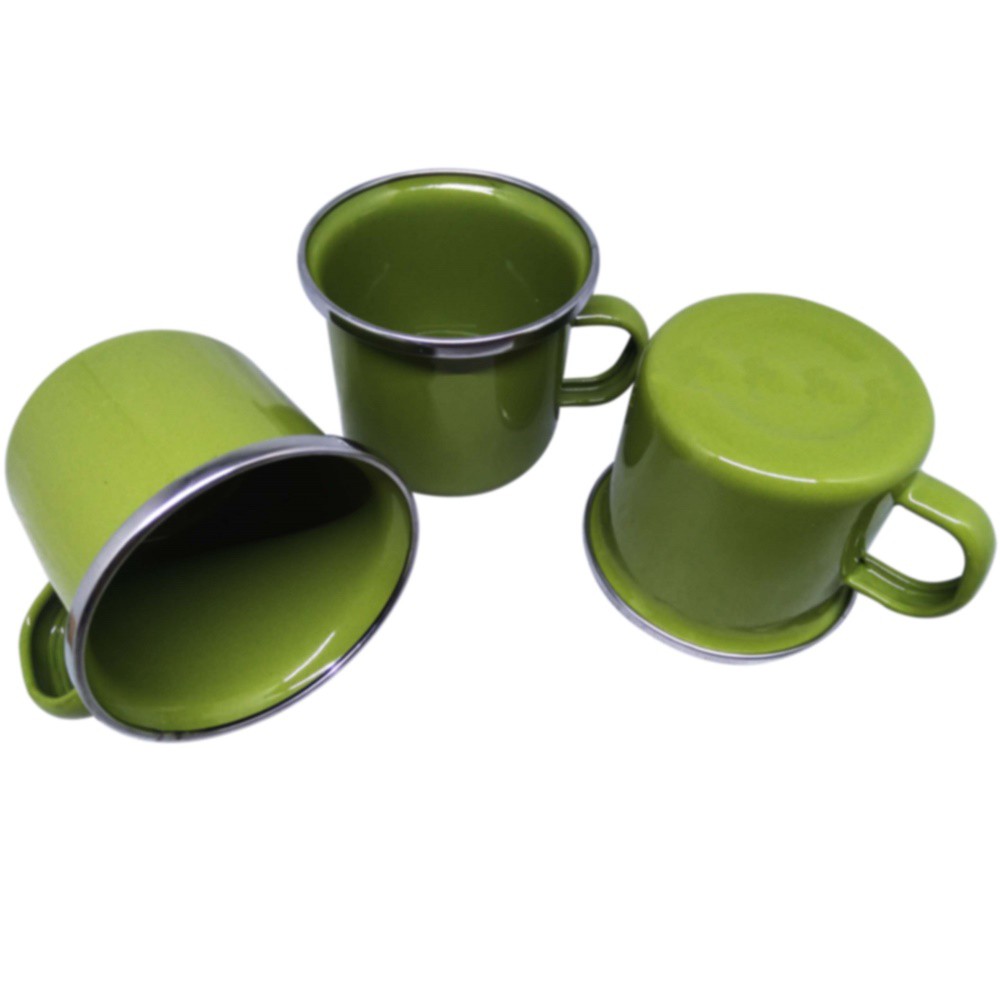 Mug Gelas Enamel Unik 6 cm - Gelas Warna Hijau / Gelas Enamel / Gelas Unik / Mug Unik