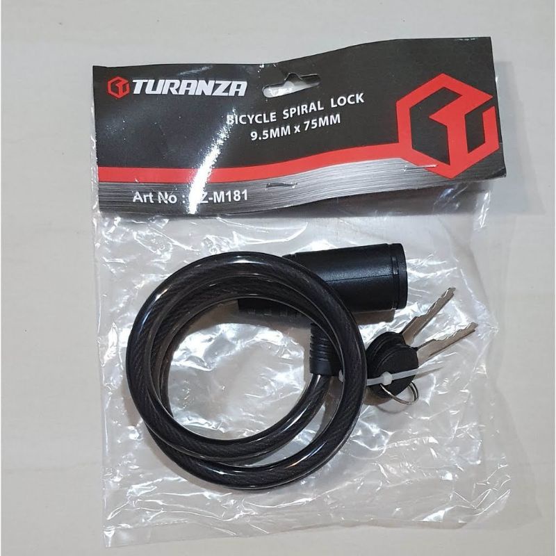 Kunci Gembok Spiral Sepeda TURANZA TZ-M181 Bicycle Spiral Lock | High Quality