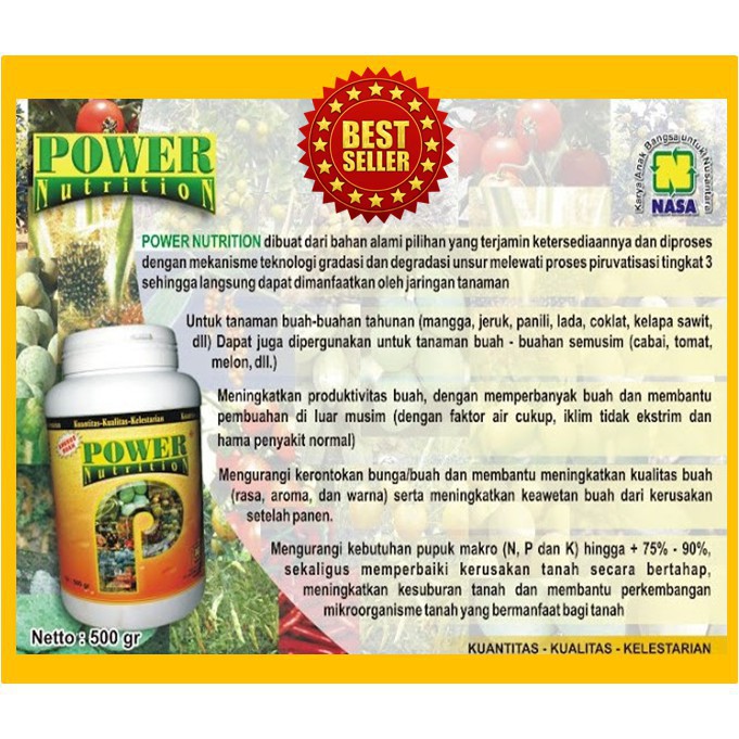 Jual PUPUK KHUSUS PEMBESAR BUAH POWER NUTRITION NASA KEMASAN 250 