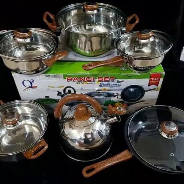 Cookware set 12 pcs Q2 Type 8212 / panci set serbaguna Q2 type 8212