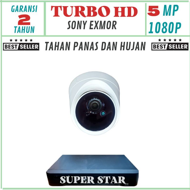 paket cctv 4 Channel 1 kamera lensa 5mp 1080p ir sony turbo hd