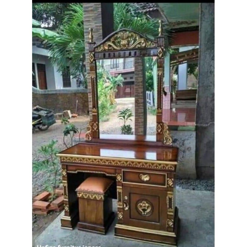 Meja rias kayu jati, meja rias rahwana kayu jati, tolet kayu jati, tolet rahwono kayu jati, tolet ra