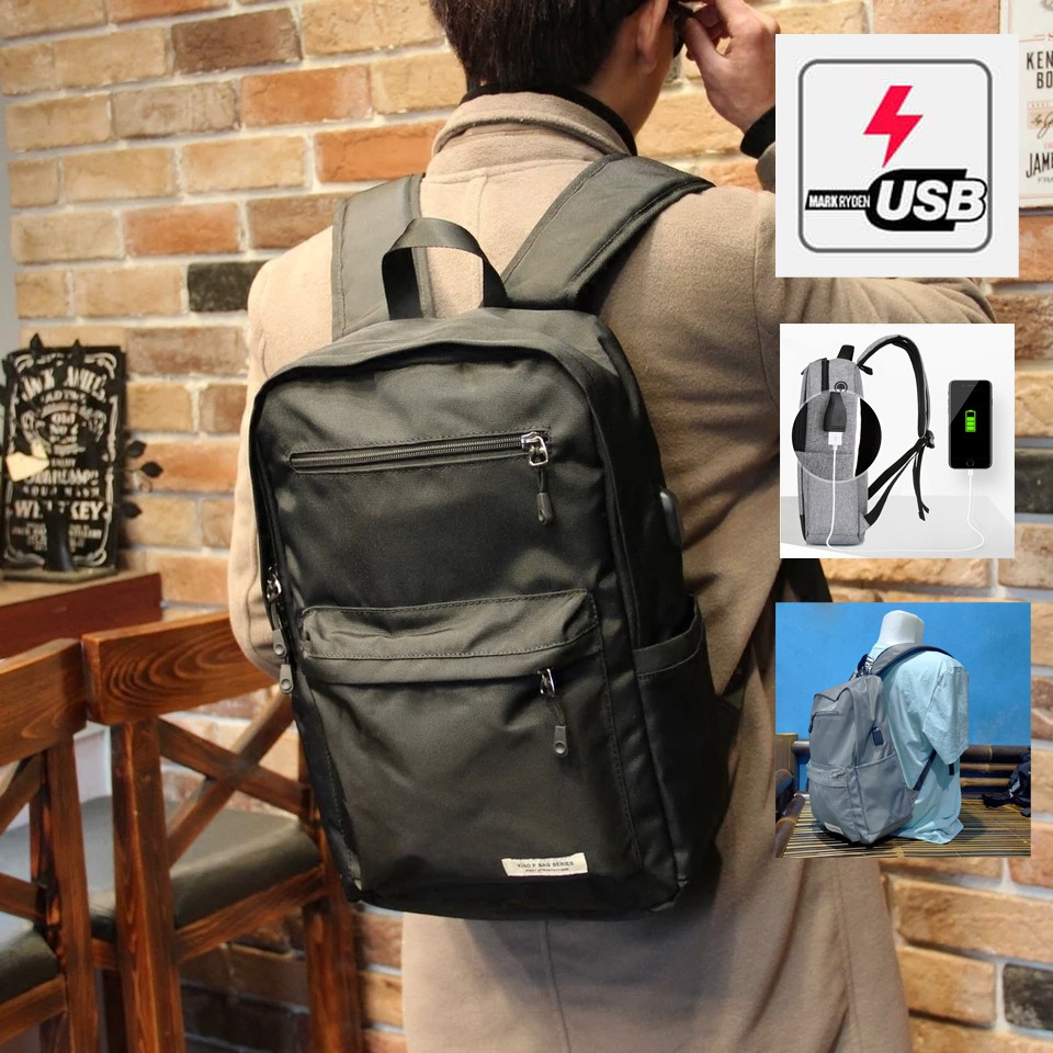 Tas Ransel Pria Wanita Original Ky-Z Yiletao Tas Dengan Laptop Usb Port