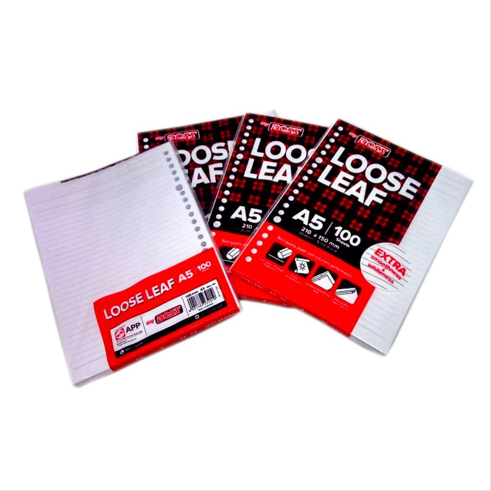 

Loose Leaf / Kertas Binder A5 isi 50 & 100 sheets BIG BOSS putih bergaris