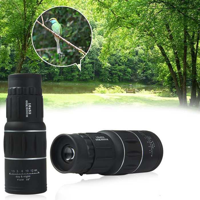 TaffSPORT Prime Teropong Monokular Focus Zoom Lens Telescope 16x52 [Hitam]