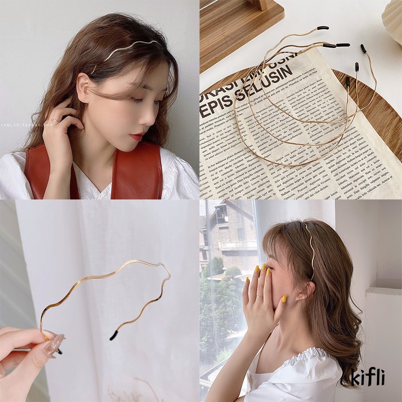 Korea Gaya Ikat Kepala Bergelombang Emas,Aksesoris Fashion