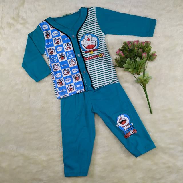 Ss#171 Setelan Piyama Anak Size 0-9bulan Bahan Kaus / Setelan Baju Tidur Bayi / Piyama Kancing