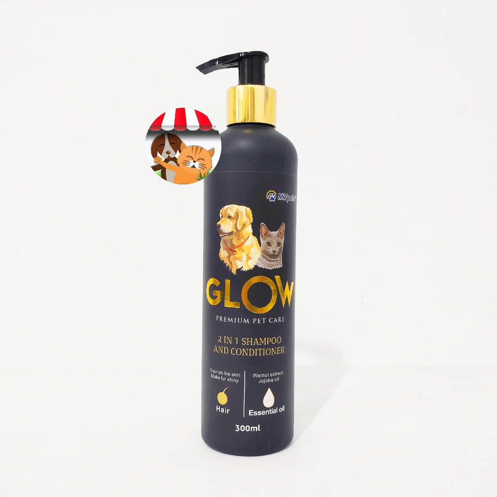 Glow Shampoo Kucing Anjing Premium 300ml - 2 in1 Shampoo &amp; Conditioner