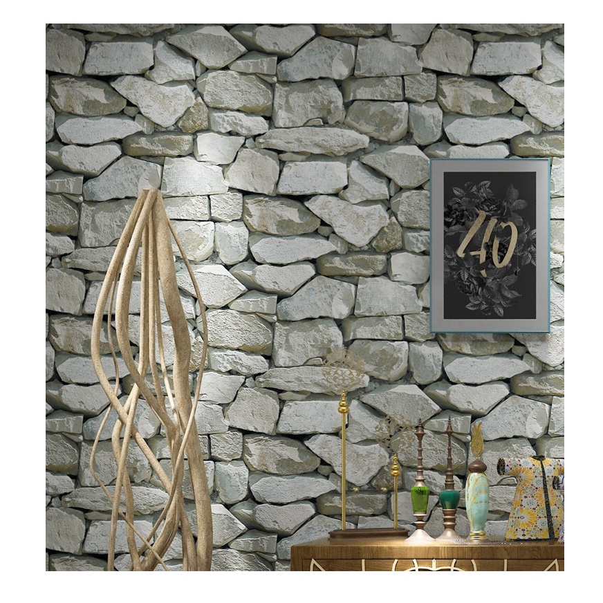 AKN88 - Wallpaper 3D Non Woven Motif Brick Stone 53cmx10m