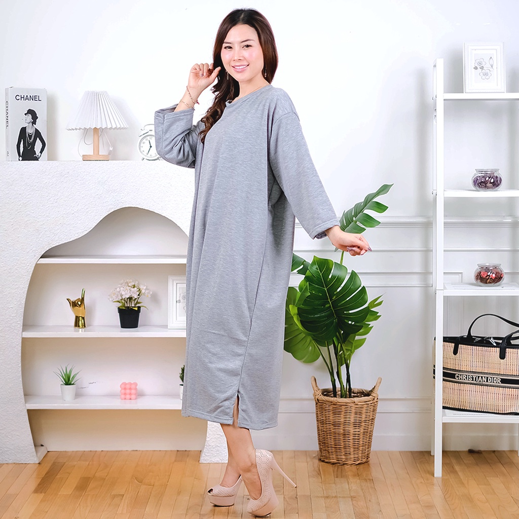 BEFAST - ZEC OOTD Dress Wanita ANDIE / Morfy Oversize Slit Maxi / Dress Wanita / LongDress Kekinian Remaja Wanita / Dress Polos Casual / Termurah / Trendy / Outfit Santai Wanita