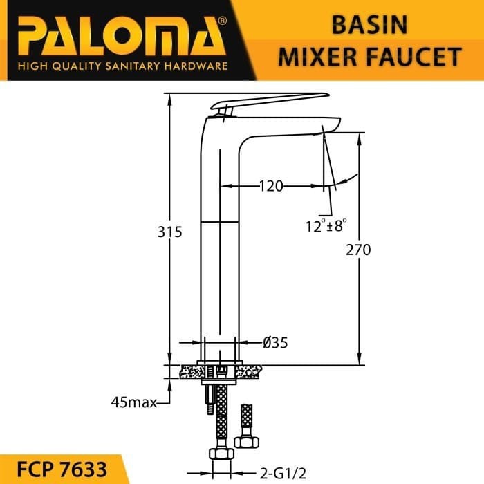 PALOMA FCP 7633 Keran Mixer Wastafel Panas Dingin Kran Air ROSE GOLD