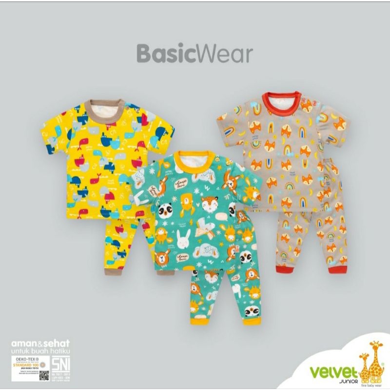 VELVET Junior Setelan Oblong Pendek Celana Panjang S M L LB XL XXL Baju Bayi Harian