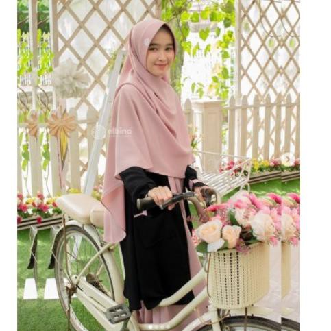 [BISA CODE] Fashion Muslim Elbina Set Gamis + Outer + Hijab | Bisa COD |  | Size S M L XL | Bahan Mo