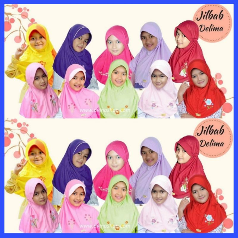 Bergo Anak/Jilbab Delima 04C/ Jilbab Anak Delima Bordir Bahan Berkualitas