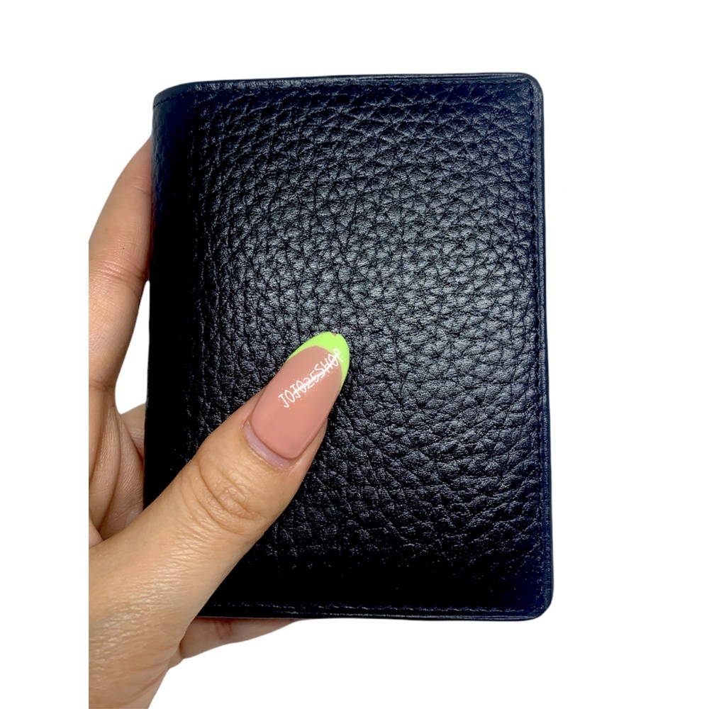 DOMPET KARTU / CARD HOLDER POLOS KULIT ASLI PRIA WANITA HITAM KJ 77