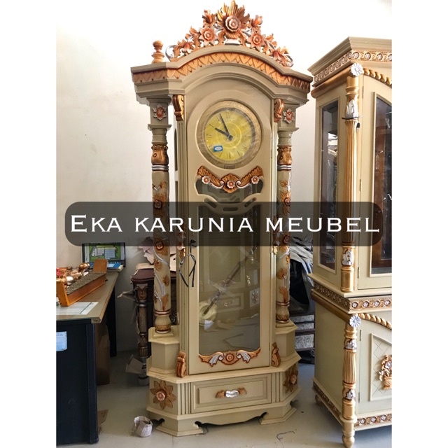 Lemari Jam Mawar Kayu Jati Jepara