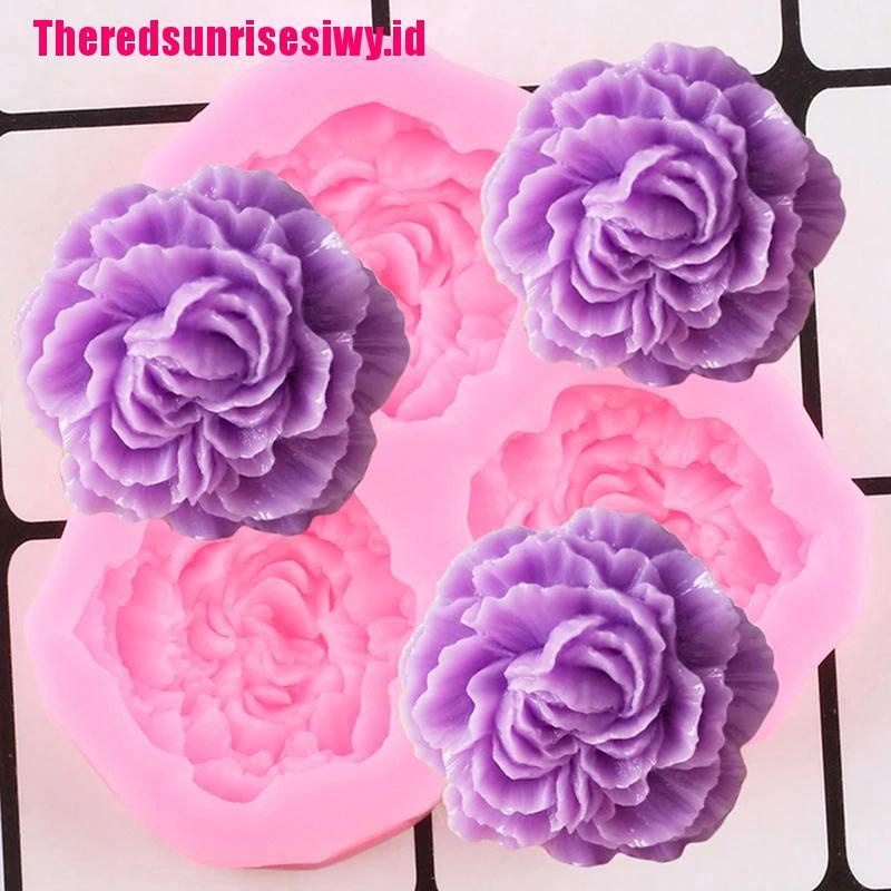 Cetakan Topper Cupcake Bentuk Bunga Peony Bahan Silikon Untuk Dekorasi Pernikahan