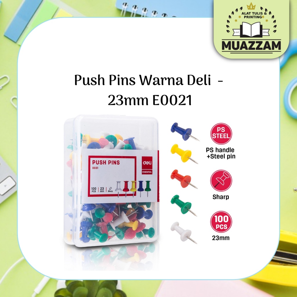 

Deli Push Pins Warna Paku Mading 23mm E0021