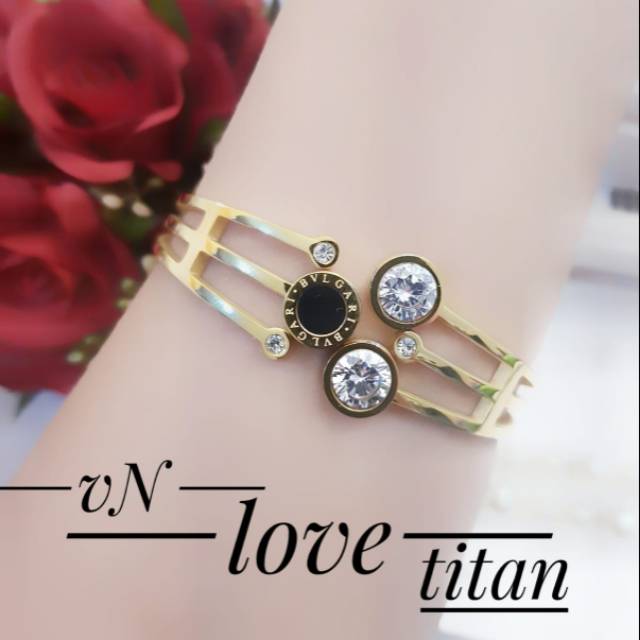 Titanium gelang lapis emas 24k 1124b