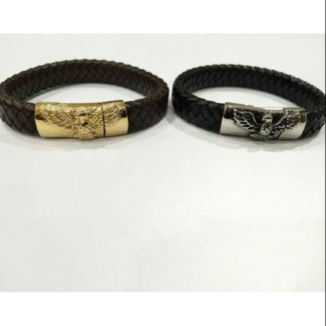 Gelang kulit pria titanium anti karat