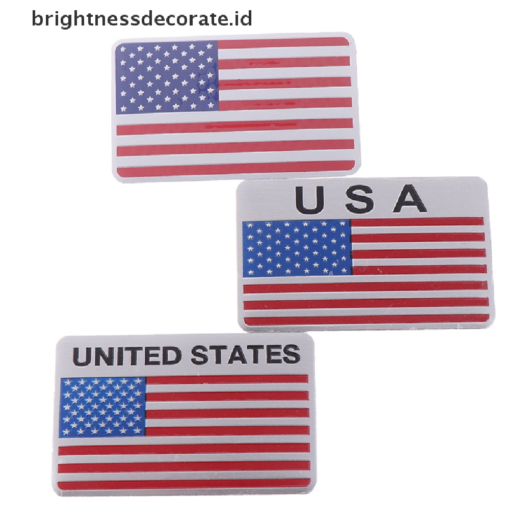 1pc Stiker Badge Motif Bendera Amerika Bahan Alloy Untuk Mobil / Motor