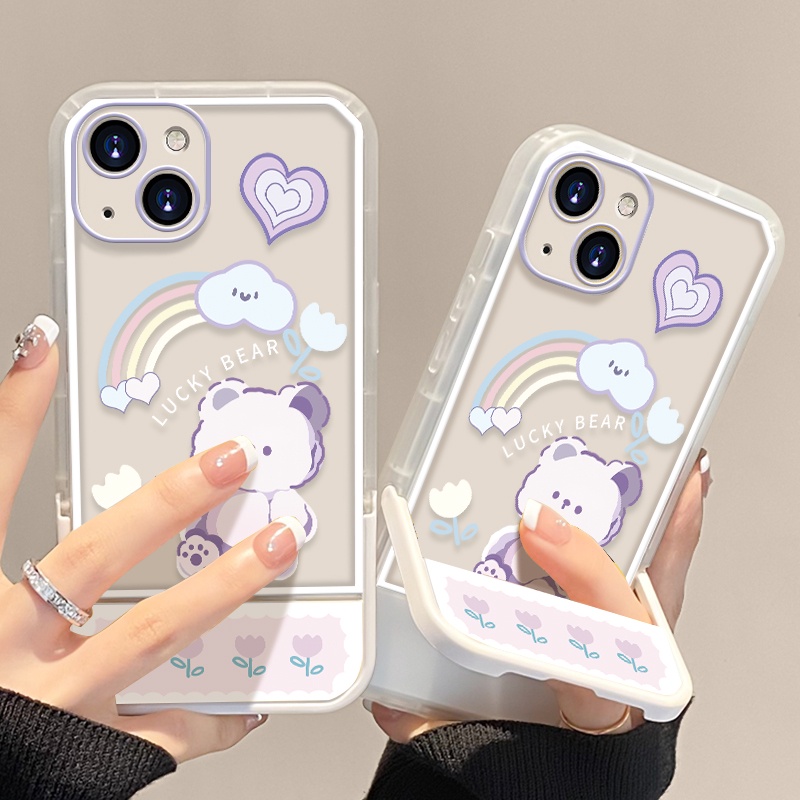 Soft Case Pelindung Transparan Motif Beruang Tahan Banting Untuk IPhone 13 Pro MAX 11 12 Pro 6 6s XS MAX XR 7 8 Plus SE 2020