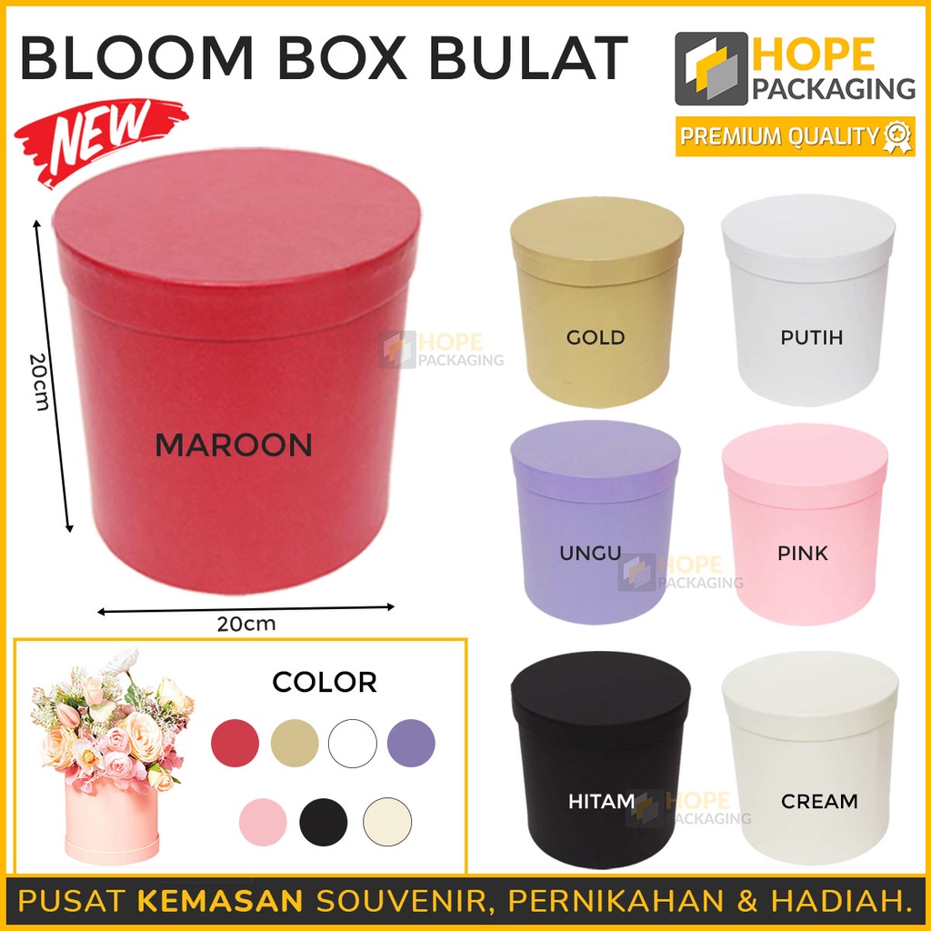 Bloom Box Bulat Wisuda 20 X 20 cm dan 25 x 25 cm kotak Bunga Vase Flower Box Blooming / Hard Box Gift Box wedding Besar Hadiah Ulang Tahun souvenir