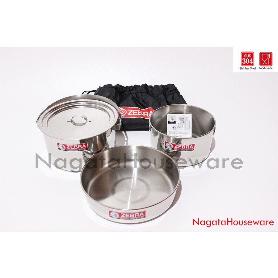 Panci Masak Stainless / Panci Zebra / Piring Stainless / 4 pcs Camping Set Zebra 184210