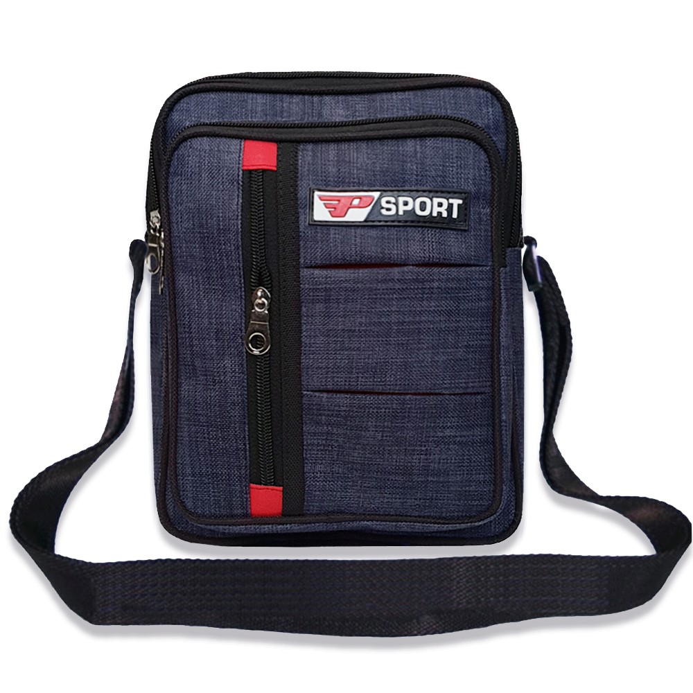 SHOPEE 7.7 BOMBASTIS SALE!! SPORT Tas Selempang Pria Wanita Unisex Slingbag Pria SPORT0101 Bahan Kanvas - Blue