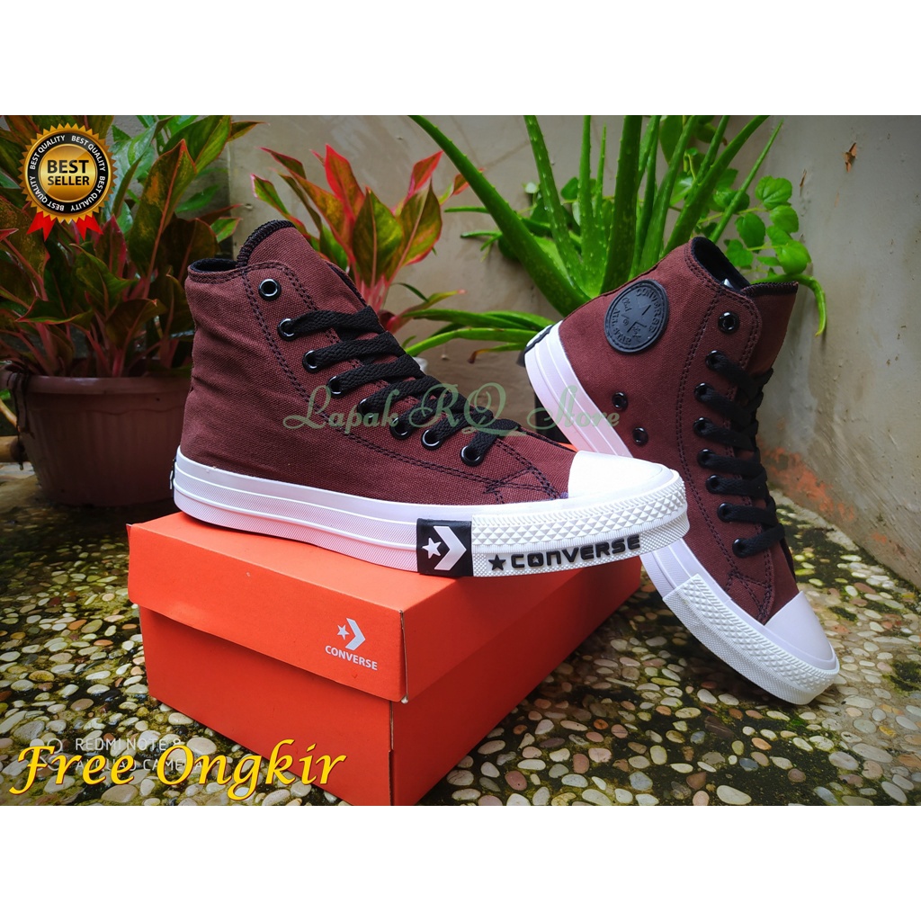 PROMO TERBARU !! Sepatu Converse Hight / Tinggi Brown Chuck Taylor CT Undfeated Premium