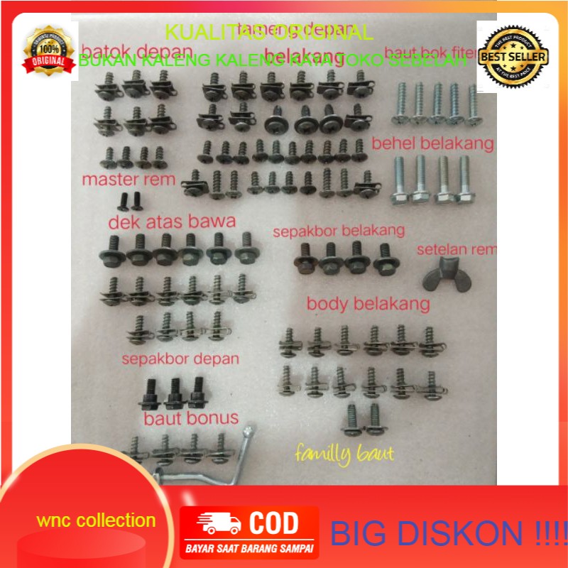 Baut lengkap full body motor mio soul karbu