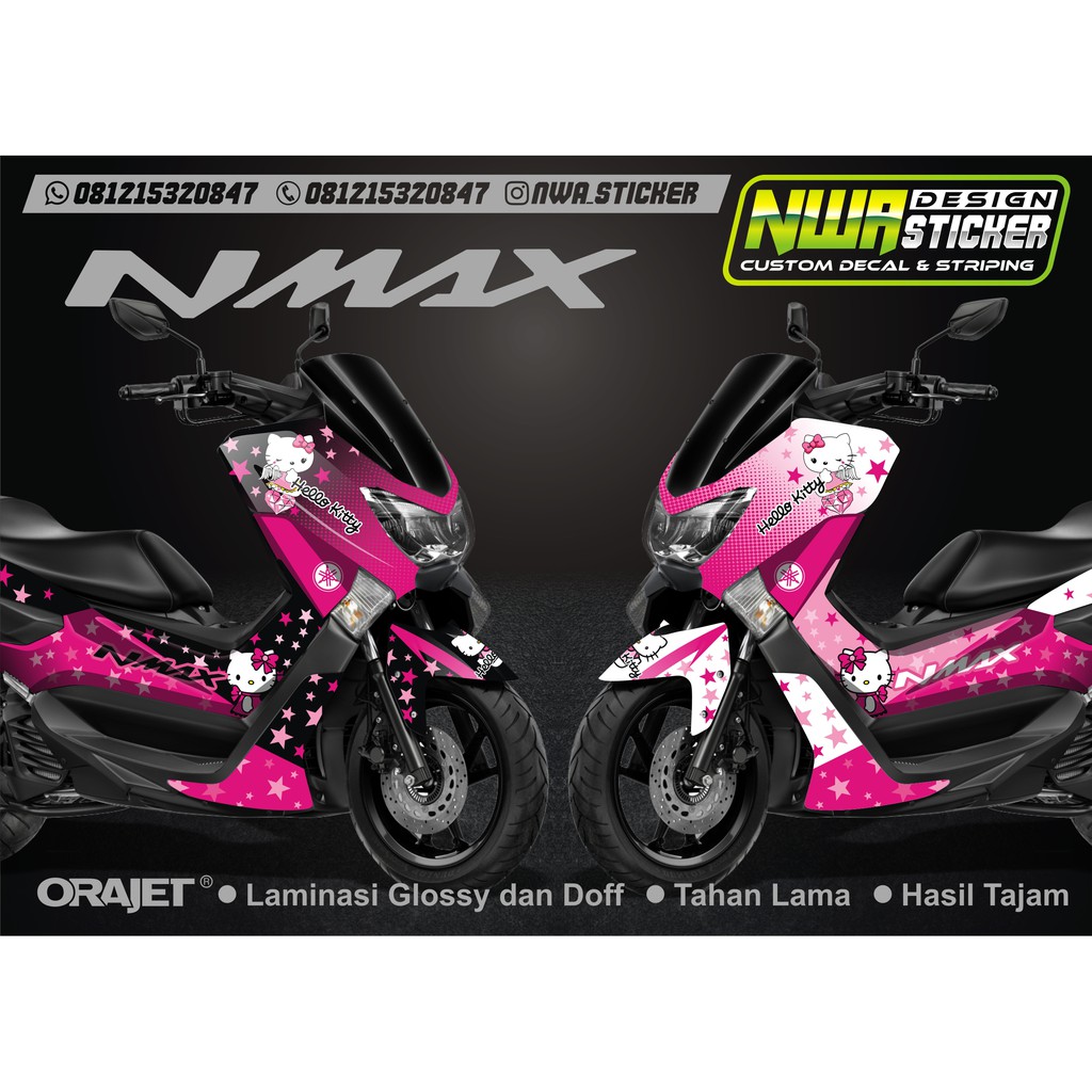 Full Body Nmax Hello Kitty Putih Hitam Bebas Decal Nmax
