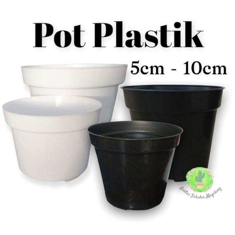 Pot Plastik Kaktus Dan Sukulen hitam putih