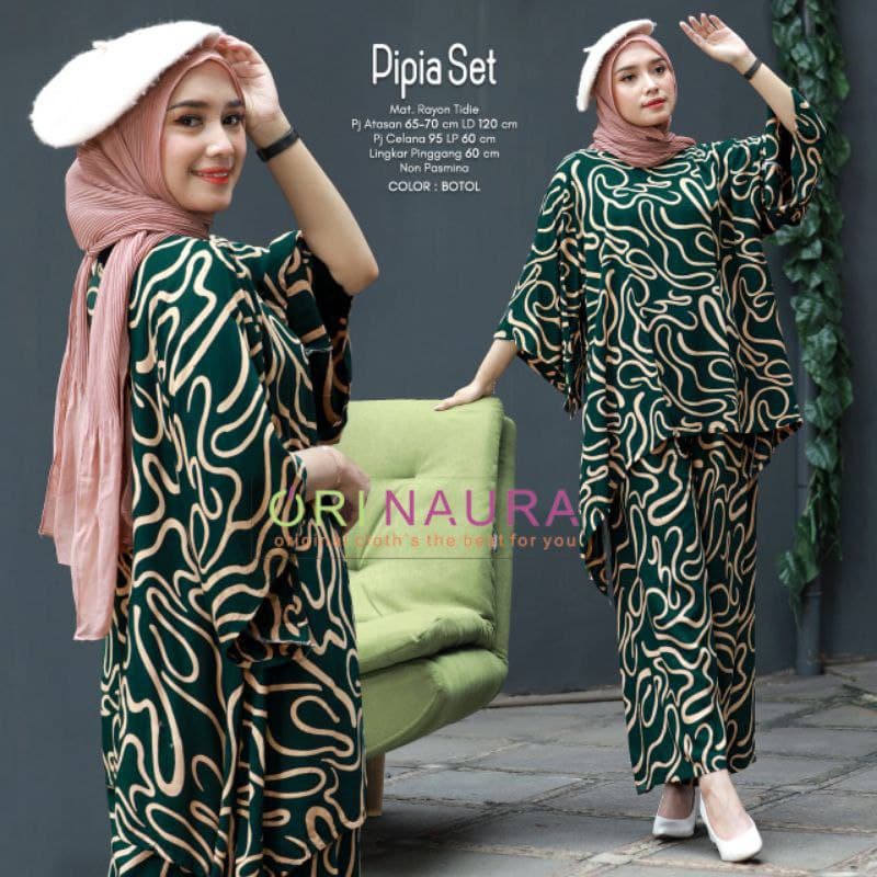 ONE SET WAKA WAKA PIPIA SET RAYON  / SETELAN RAYON / PIYAMA RAYON / SET / SETELAN WANITA KEKINIAN