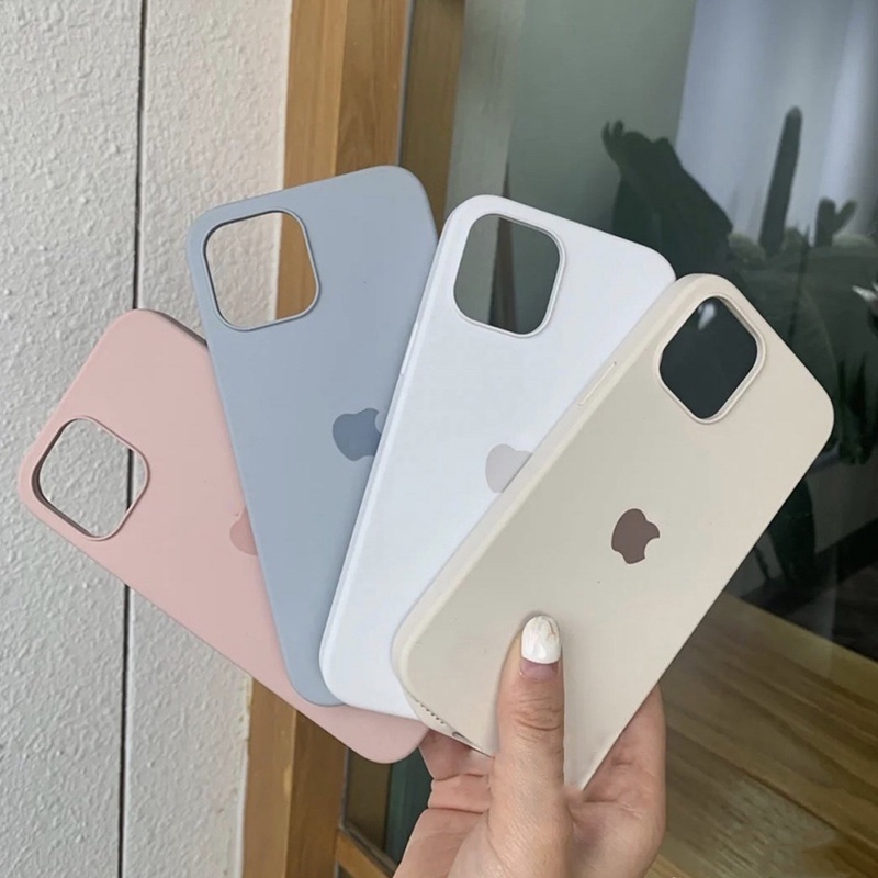 Case Bahan Silikon Cair Warna Putih Untuk iPhone 13 14 PRO Max 13 11 PRO Max 12 11 SE XS Max XR 78 Plus