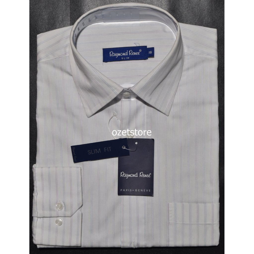Kemeja Pria RAYMOND RENEE Lengan Panjang Putih Salur BY96 ORIGINAL & REAL PICTURE