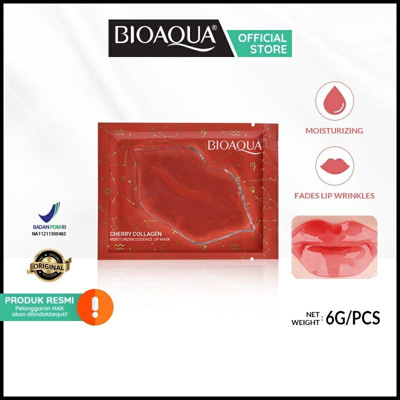 [ BPOM ] BIOAQUA CHERRY COLAGEN LIP MASK MOUISTURIZING